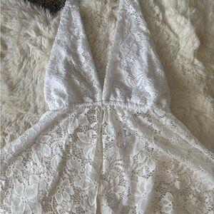 fashionova white lace halter tank